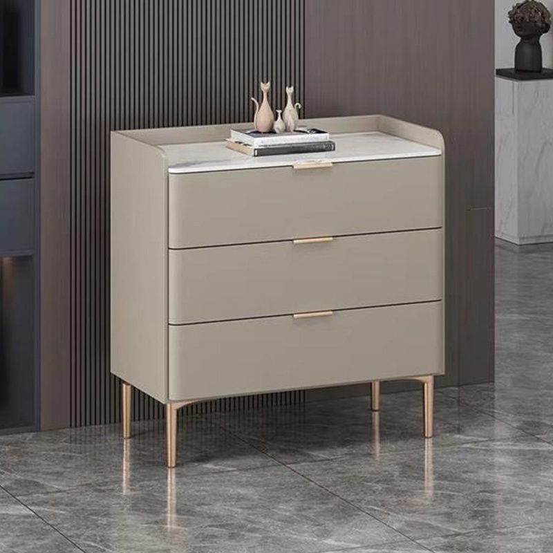 3 Drawers Glam Metal Vertical Bachelor Chest, Champagne/ Gray