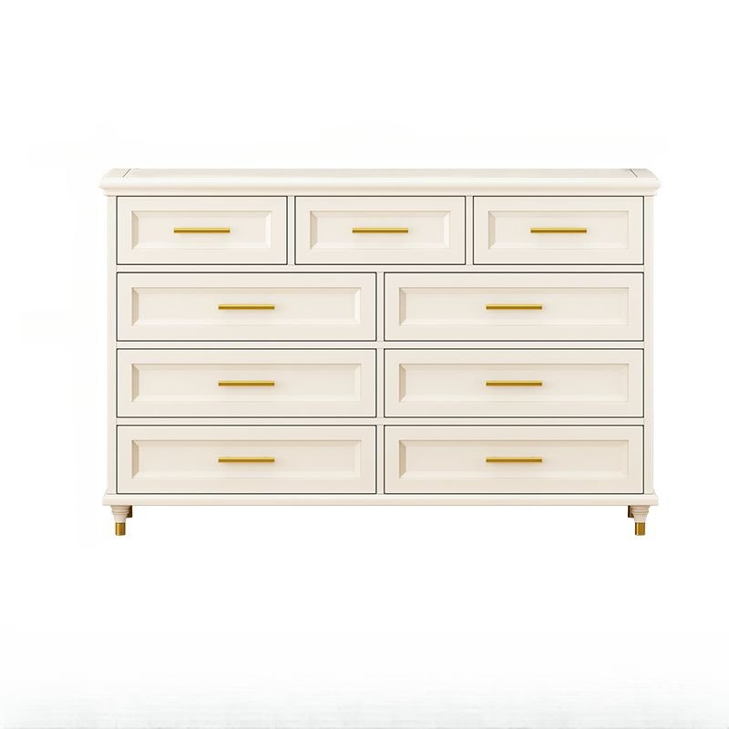 Casual Horizontal Console Dresser White Raw Wood with 9 Drawers, 47.2"L x 17.7"W x 39.4"H