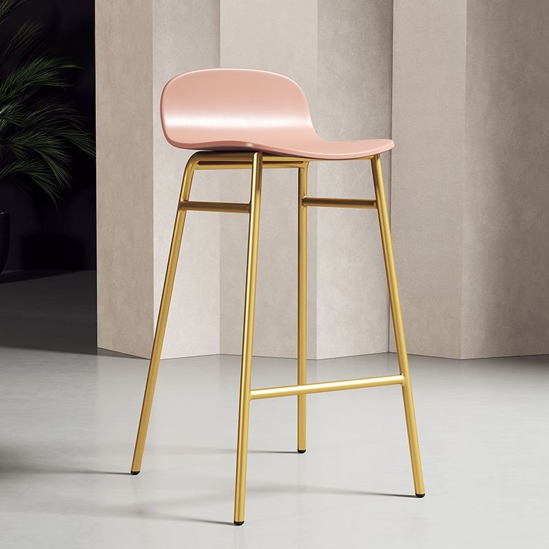 Carnation Synthetic Barrel Pub Stool with Glamorous Backrest and Foot Platform for Home Bar, Pink, Bar Stool(30"H), Gold