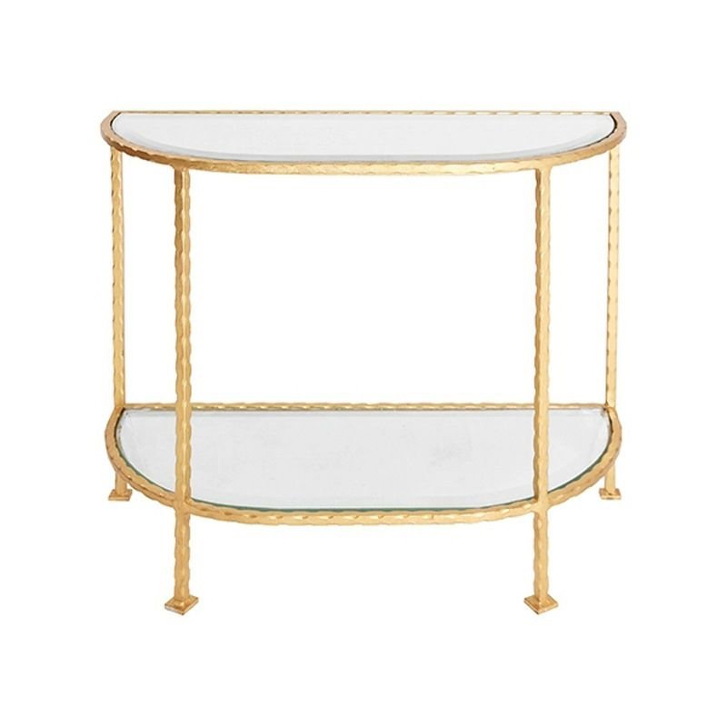 1 Piece Half Moon Unfinished Glass Standing Console Stands, Gold