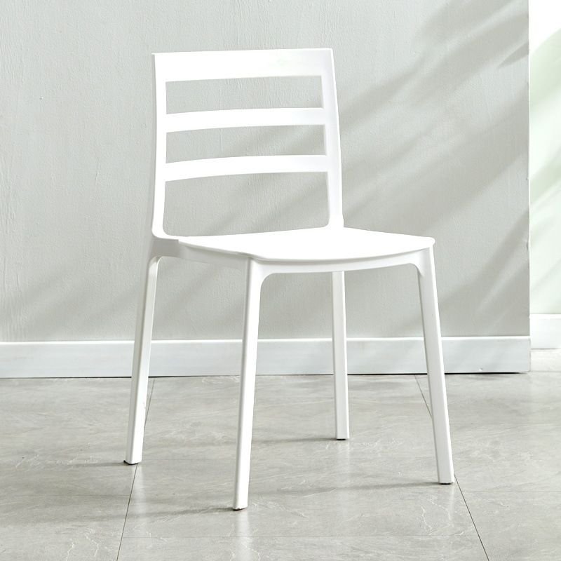 Balanced Ladderback Armless Chair with Foot Pads for Dining Room, White