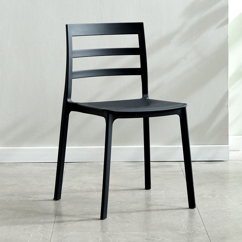 Balanced Ladderback Armless Chair with Foot Pads for Dining Room, Black
