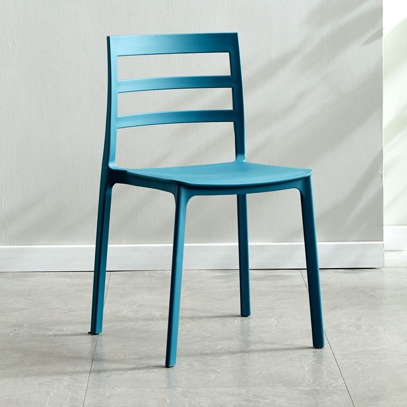 Azure Ladderback Armless Chair with Foot Pads for Balanced Dining Room, Blue