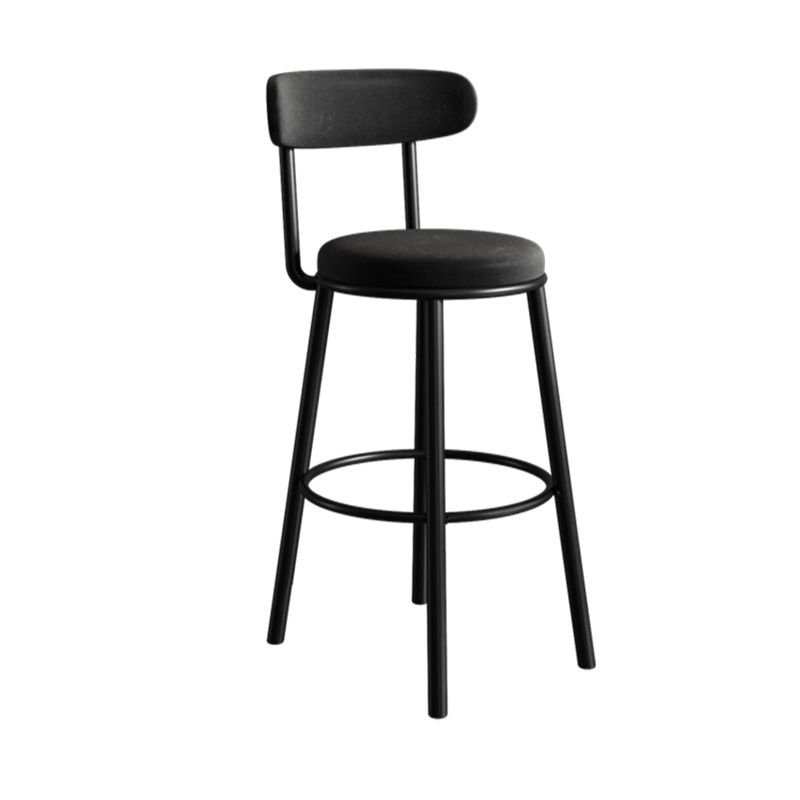 Simple Ink Round Upholstered Pub Stool with Winged-back Chair and Leg Rest, Black, Bar Stool(30"H)