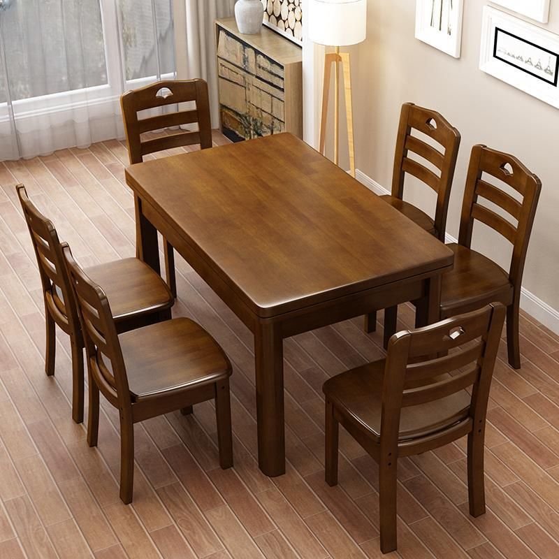Simple Rectangular Auburn Dining Table Set with 4 Legs and a Wood Fixed Table Top for Seats 2, 1 Piece, 47.2"L x 27.6"W x 29.9"H, Brown, Table