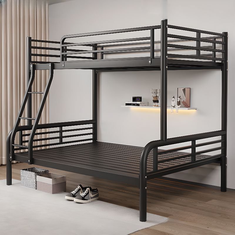 Bunk Bed with Built-In Guardrail Living Room, Easy Assembly, Black, 51"W x 75"L, 2 Guardrails
