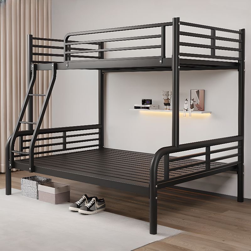 Bunk Bed with Fence Living Room, Easy Assembly, Black, 45"W x 75"L, 1 Guardrail