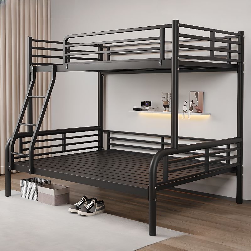 Bunk Bed with Safety Guardrail Bedroom, Tool-Free Assembly, Black, 51"W x 75"L, 3 Guardrails