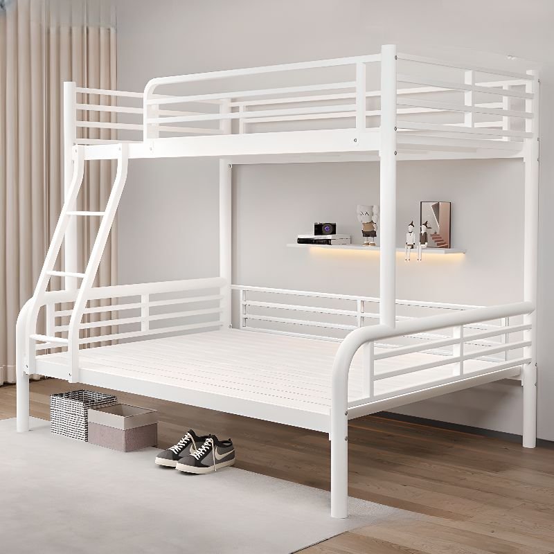 Bunk Bed with Safety Guardrail Bedroom, Tool-Free Assembly, White, 45"W x 75"L, 3 Guardrails