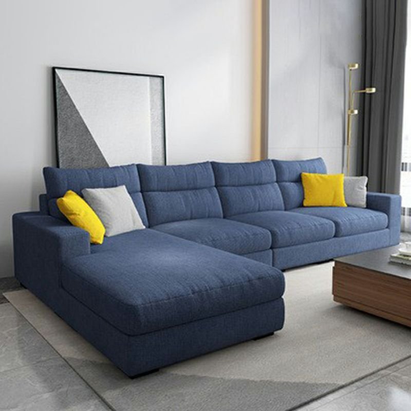 L-Shape Left Sofa Recliner for Living Space, Fine Linen, Dark Blue