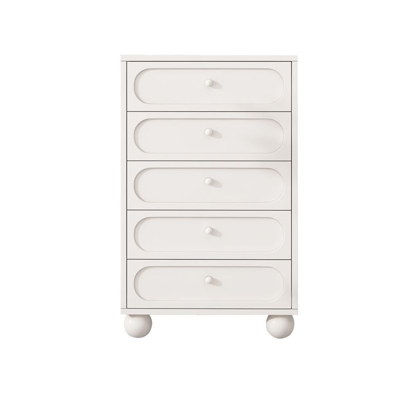 Trendy White Vertical Bleached Wood Lingerie Chest with 5 Drawers for Sleeping Room