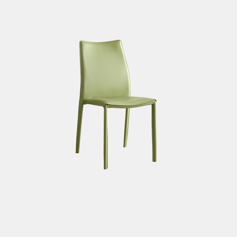 Dining Room Balanced Bordered Armless Chair with Olive Green Legs, Green