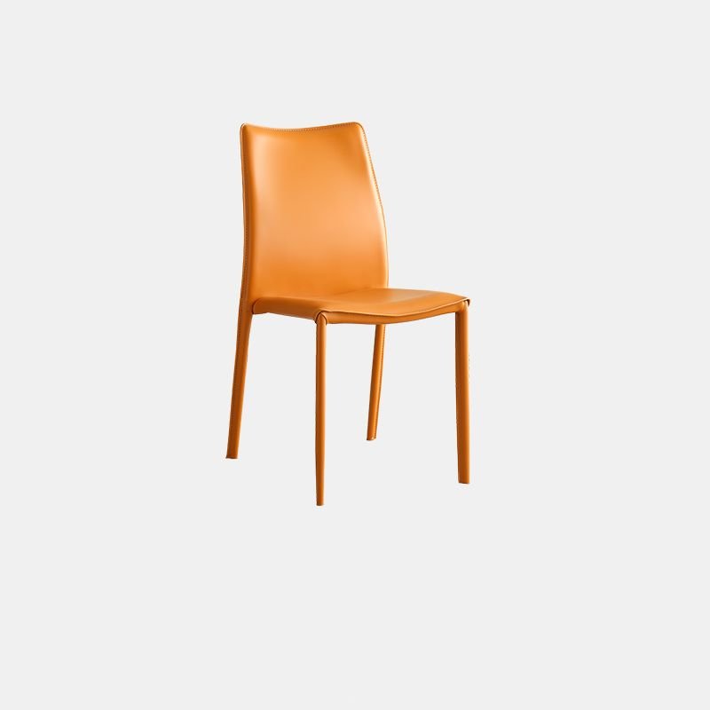 Dining Room Balanced Bordered Armless Chair with Apricot Color Legs, Orange