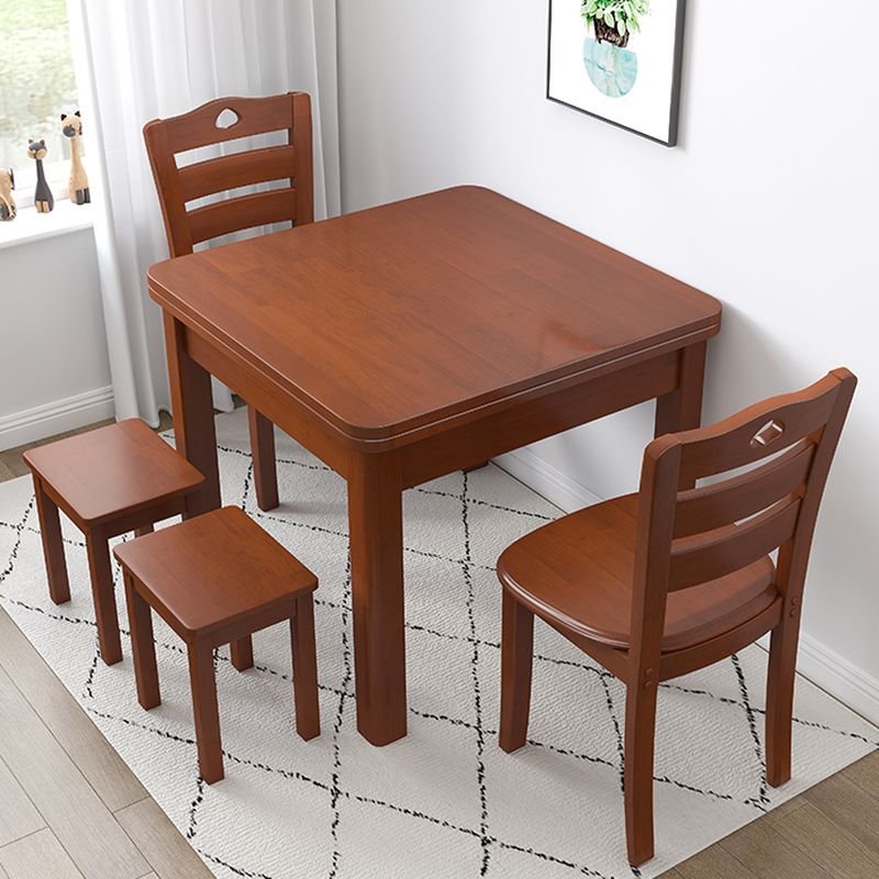 Casual Fixed Square Dining Table Set with Four Legs and a Wood Top in Auburn, Table, 1 Piece, 39.4"L x 39.4"W x 29.9"H, Medium Wood