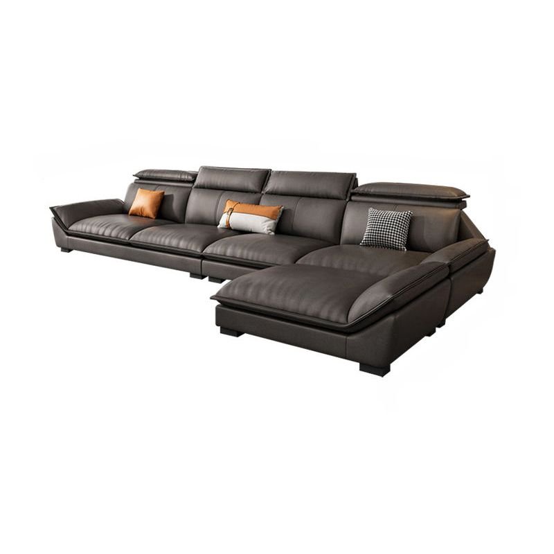 Versatile Pine Wood L-Shape Corner Sectional for Parlor with Reversible Orientation, Adjustable Headrest, and Concealed Support, 108"L x 67"W x 33.5"H, Tech Cloth