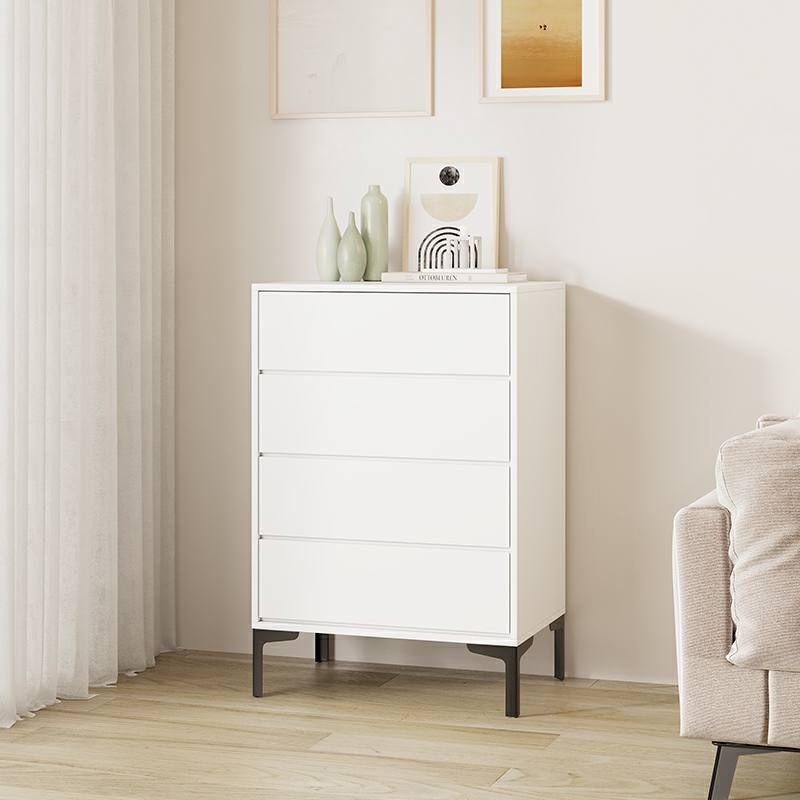 4 Drawers Simplistic Chalk Bleached Wood Vertical Lingerie Chest for Master Bedroom, 24"L x 16"W x 35"H
