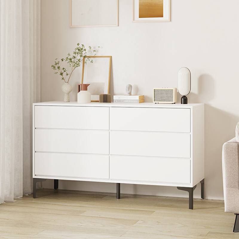 6 Drawers Casual Chalk Raw Wood Horizontal Console Dresser for Master Bedroom, 47"L x 16"W x 27.5"H