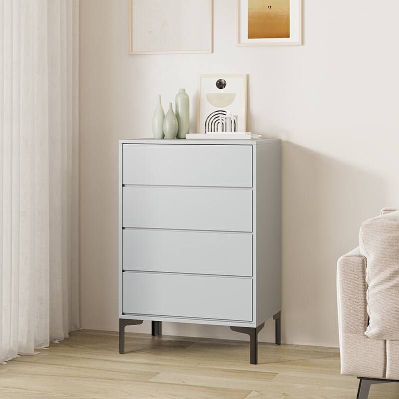 4 Drawers Simplistic Bleached Wood Vertical Lingerie Chest for Master Bedroom, Light Gray, 24"L x 16"W x 35"H