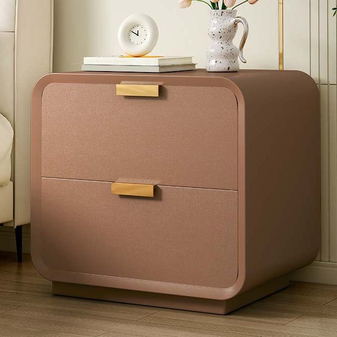 Trendy Pu Top Nightstand With Drawer Organization with 2 Drawers , Light Brown, 16"L x 16"W x 20"H, Manufactured Wood + Solid Wood