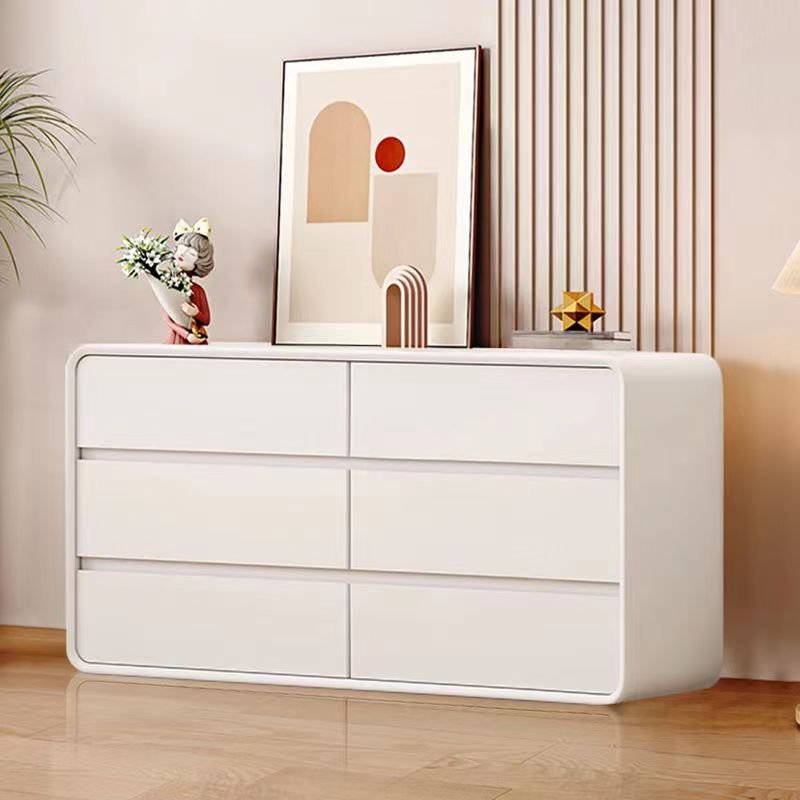 6 Drawers Minimalist Chalk Lumber Horizontal Double Dresser for Sleeping Room, 39"L x 16"W x 24"H