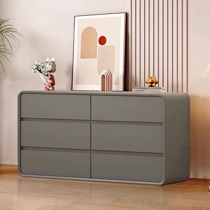 6 Drawers Casual Lumber Horizontal Double Dresser for Sleeping Room, Dark Gray, 47"L x 16"W x 24"H