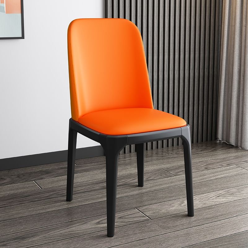 Bordered Balanced Side Chair for Restaurant in a Modern Style, Orange Red, Black, Armless