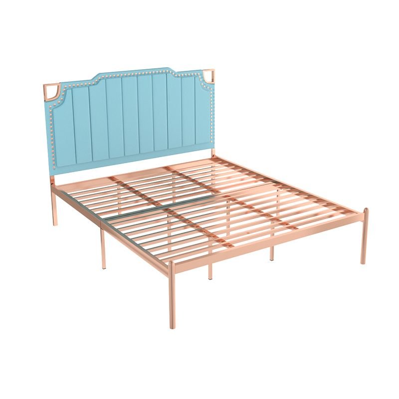 Alloy Panel Bed with Panel Headboard Living Room, Tool-Free Assembly, 47"W x 79"L, Blue-Pink
