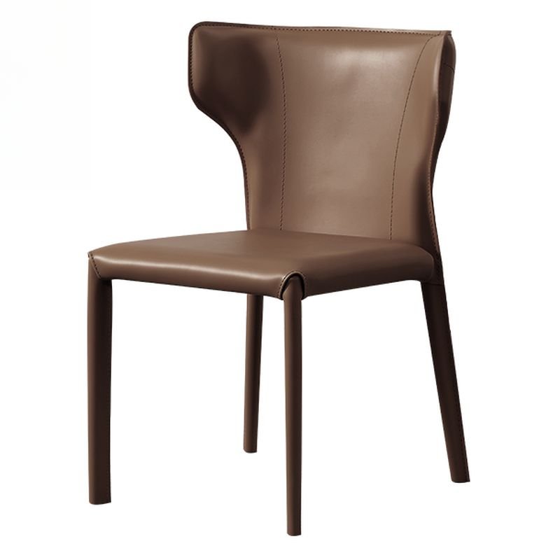 Balanced Bordered Side Chair with Winged Chair for Restaurant in a Modern Style, Dark Coffee