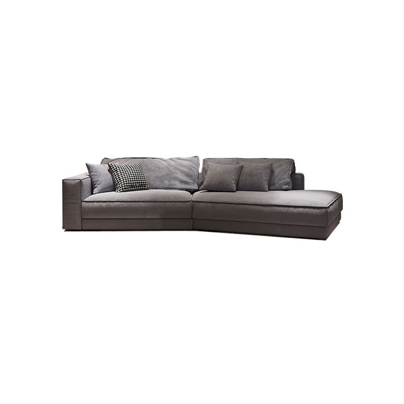 Gray Modern Square Arm Sectional Sofa with 2 Piece Set and No Distressing - Abrasive Cloth Down 118"L x 67"W x 33.5"H Right