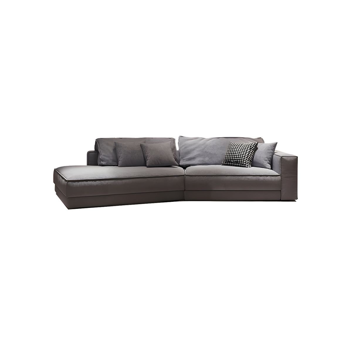 Gray Modern Square Arm Sectional Sofa with 2 Piece Set and No Distressing - Abrasive Cloth Down 118"L x 67"W x 33.5"H Left