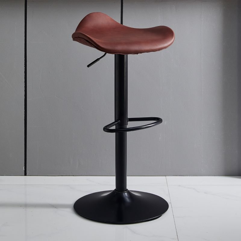 Air-operated Bistro Stool in Tawny for the Bar with Foot Platform T-design Stool, Red Brown