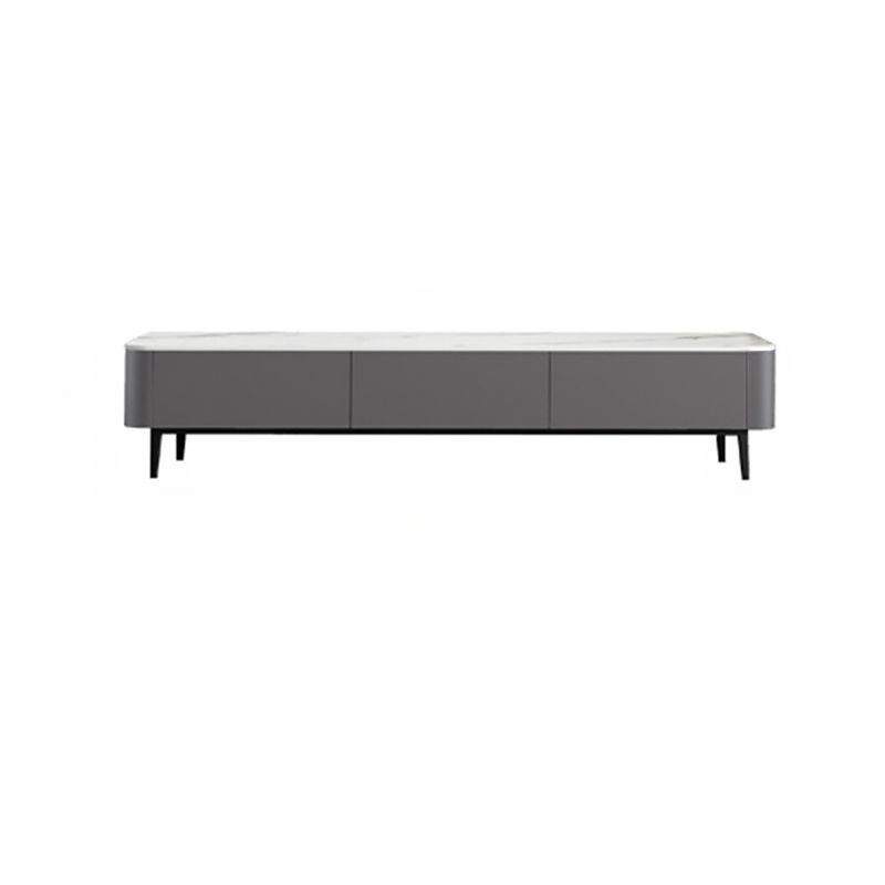 Modern Simple Style Rectangular Ivory TV Stand in Sintered Stone with 3-Drawer, 71"L x 16"W x 15"H