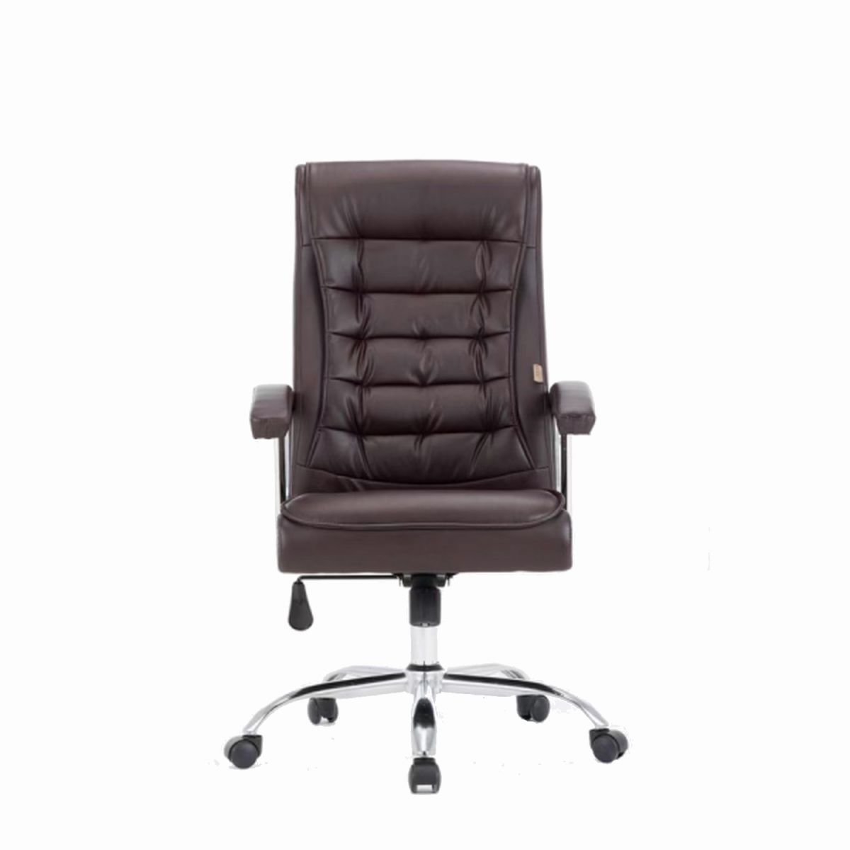 Art Deco Ergonomic Tilt Available Lifting Rotatable Cocoa PU Executive Chair with Caster Wheels and Armrest, Latex, Brown