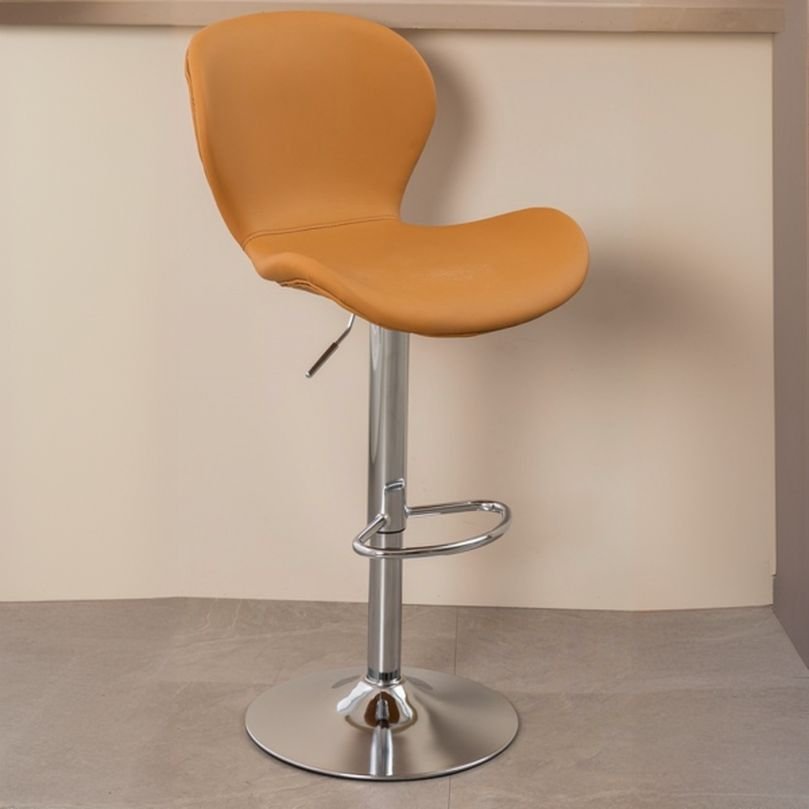 Butter Color Aerodynamic Turn Stools Pub Stool with Wing Chair Back, Silver, Earthy Yellow