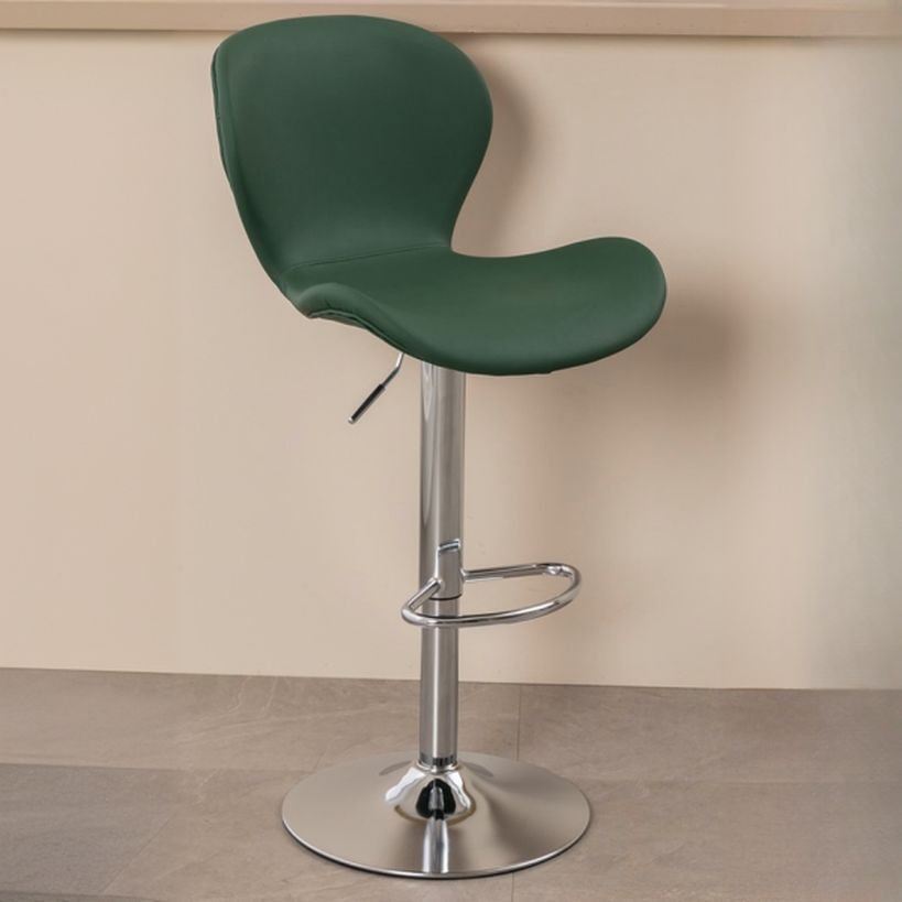 Aerodynamic Olive Green Pub Stool for the Pub with Winged Chair Twirl Stools, Blackish Green, Silver