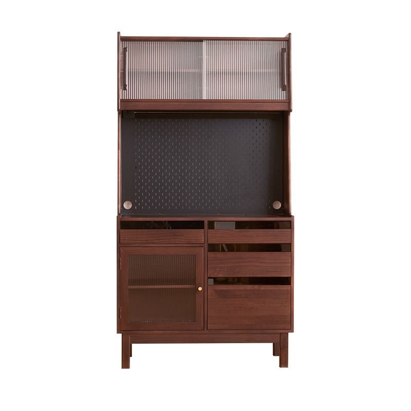 2 Shelves Classic Unenclosed Storage Oven Cabinet, Walnut, 33"L x 17"W x 75"H, Handle Not Included