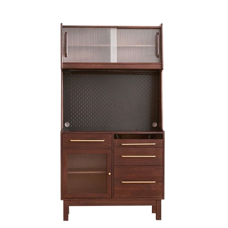2 Shelves Retro Accessible Storage Microwave Storage Cabinet, Walnut, 39"L x 17"W x 75"H, Handle Included