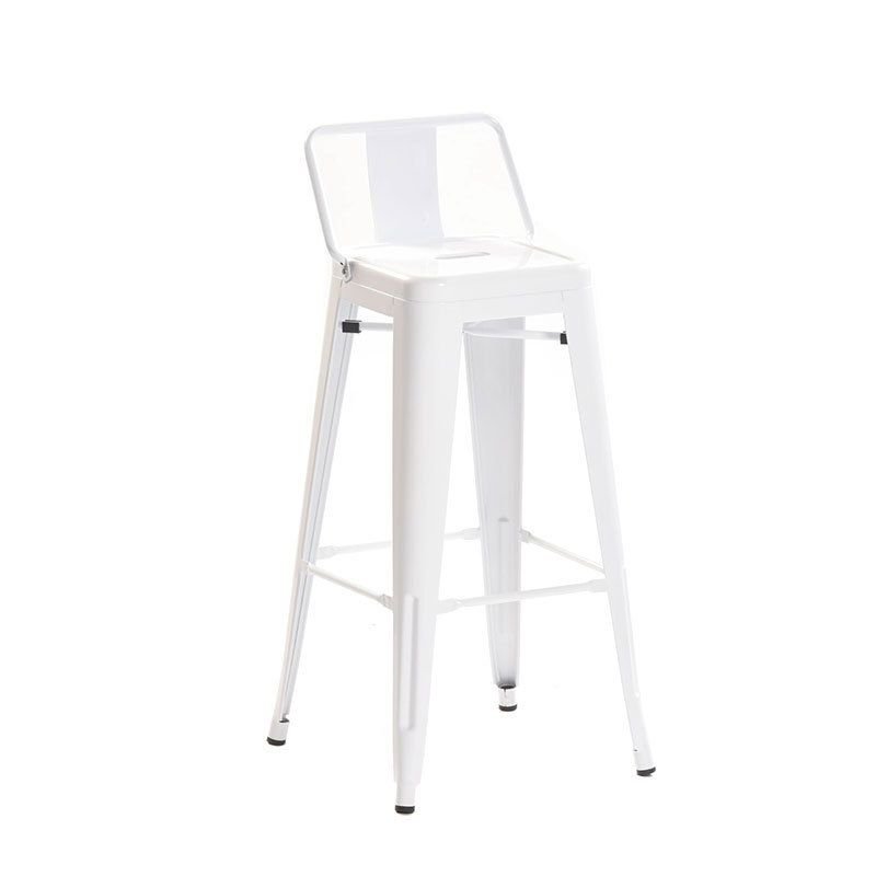 Retro White Bar Stools in Metal with Ventilated Back for Pub, White, Counter Stool(26"H)