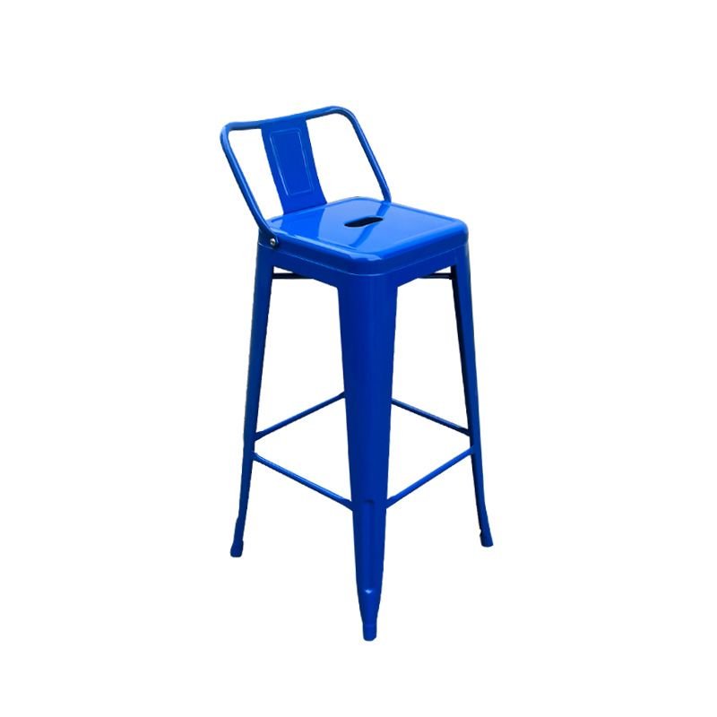Rustic Navy Blue Bistro Stool in Metal with Ventilated Back for Pub, Blue, Counter Stool (23.5"H)