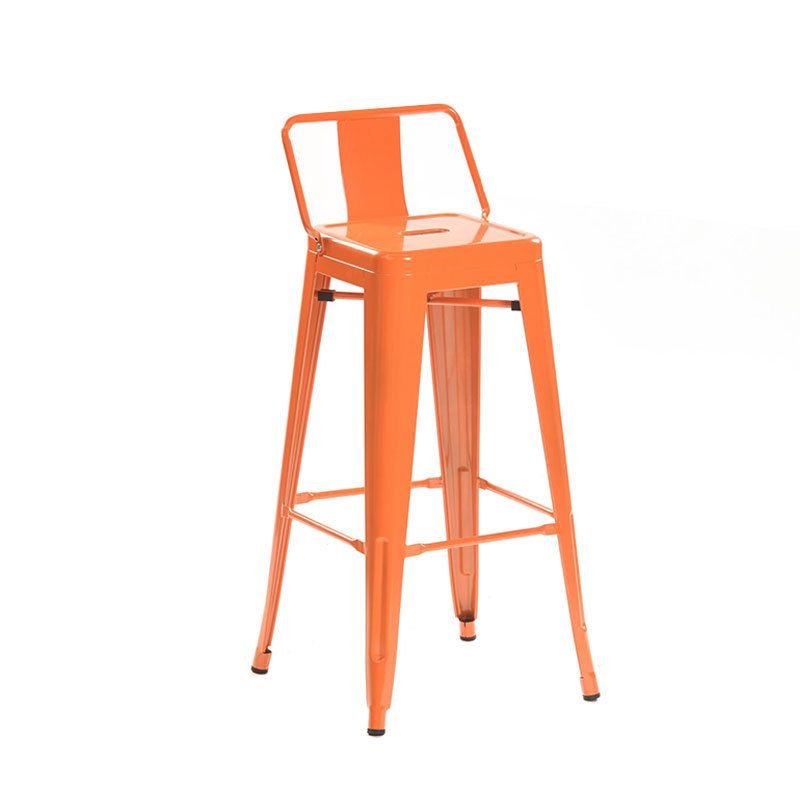 Rustic Pub Stool in Metal with Uncovered Back for the Home Bar, Orange, Bar Stool(30"H)