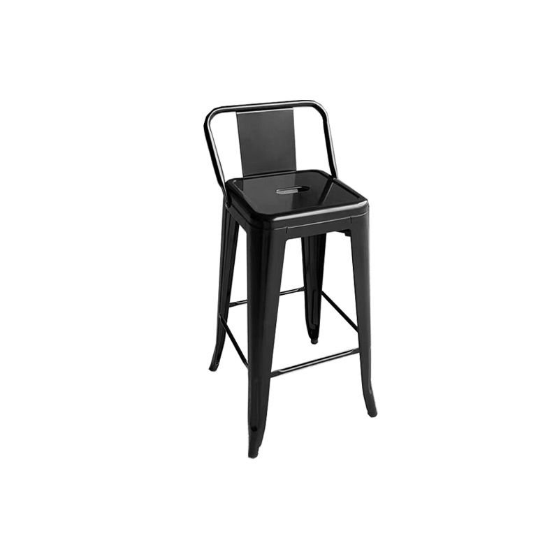 Retro Bistro Stool in Metal with Uncovered Back for the Home Bar, Black, Counter Stool (23.5"H)