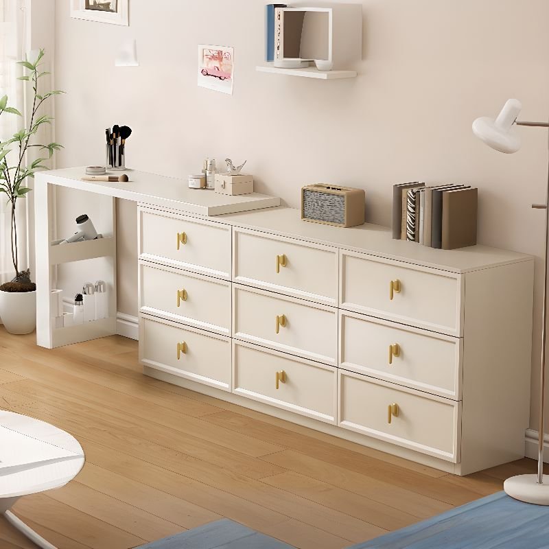 9 Drawers Scalable Push-Pull 2-in-1 Sleeping Quarters, No Suspended, Make Vanity (39") & Dresser (71")