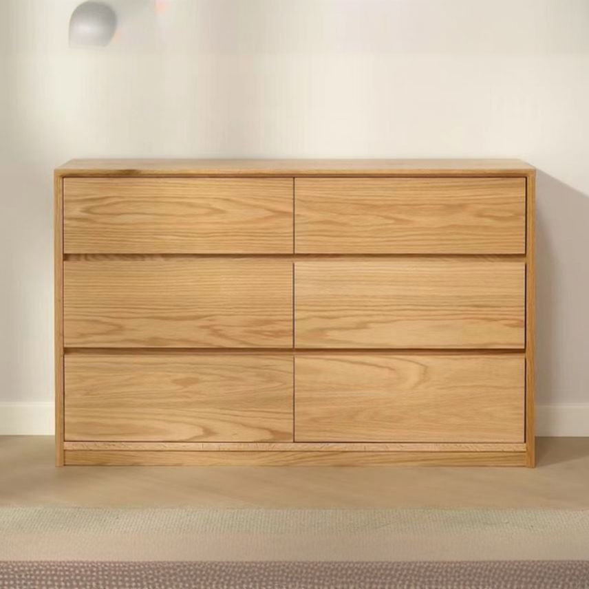 Casual Cocoa Timber Horizontal Double Dresser with 6 Drawers Sleeping Room, 47"L x 16"W x 30"H