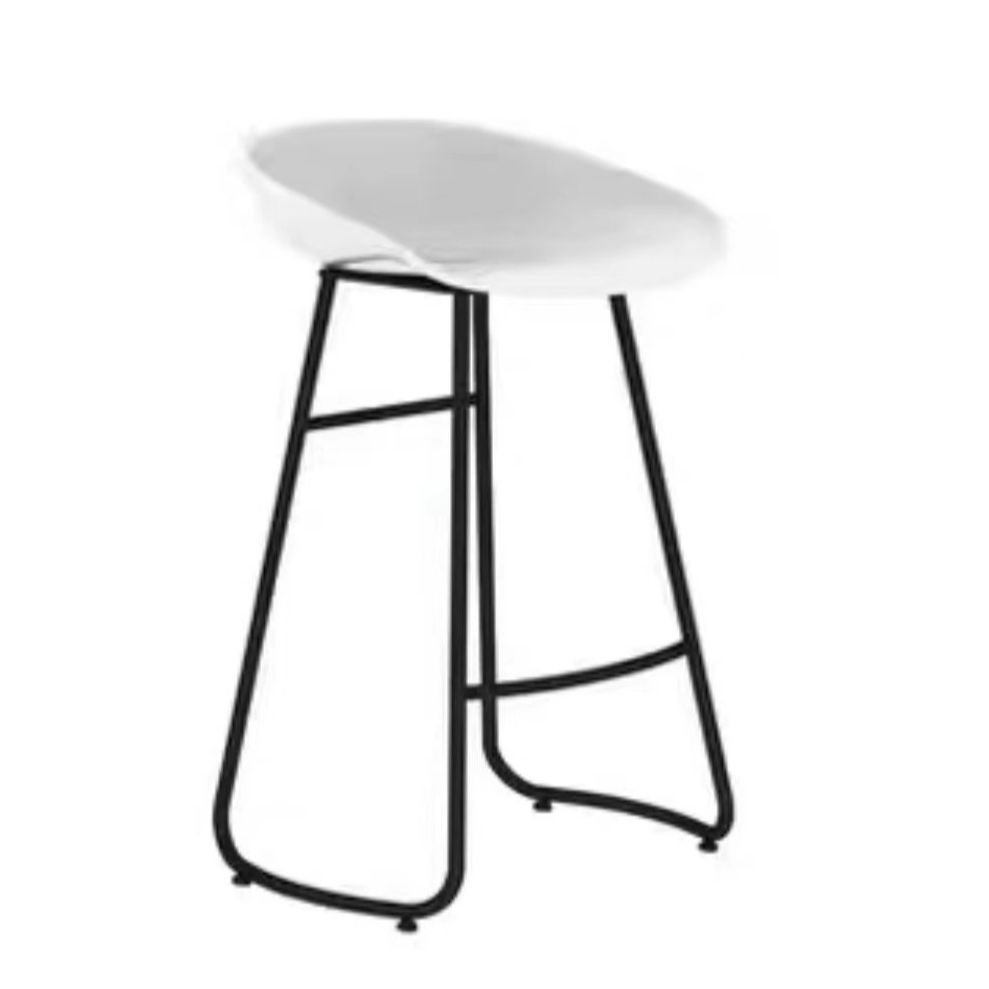 White Synthetic Barrel Pub Stool with Rear Seat Back and Foot Pedestal in Minimalist Style, Counter Stool(26"H), White