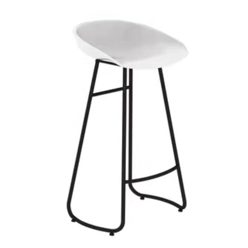 White Synthetic Barrel Pub Stool with Rear Seat Back and Foot Pedestal in Minimalist Style, Bar Stool(30"H), White