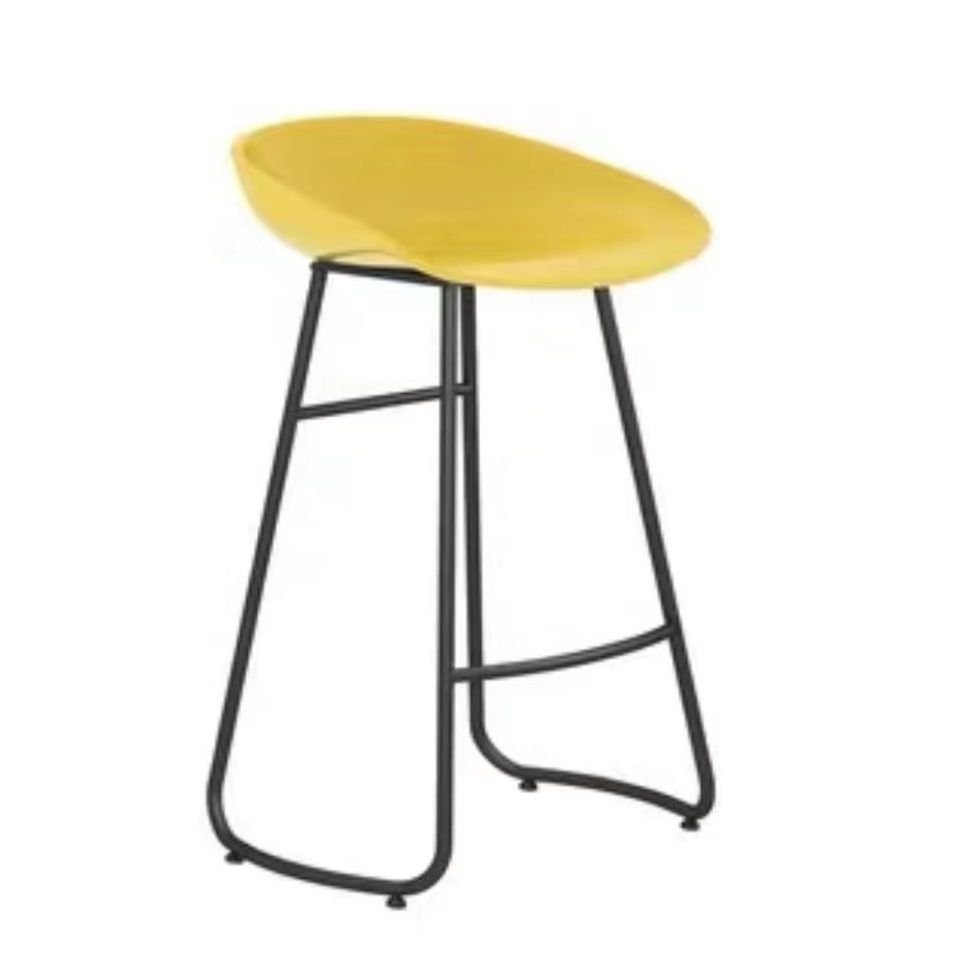 Butter Color Synthetic Barrel Pub Stool with Rear Seat Back and Foot Pedestal in Minimalist Style, Counter Stool(26"H), Yellow
