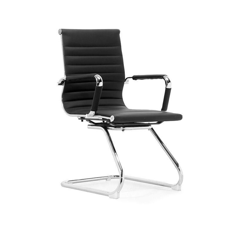 Ergonomic Genuine Leather Charcoal Fixed Arms Study Chair in a Trendy Style, 20"L x 19"W x 33"H, Genuine Leather