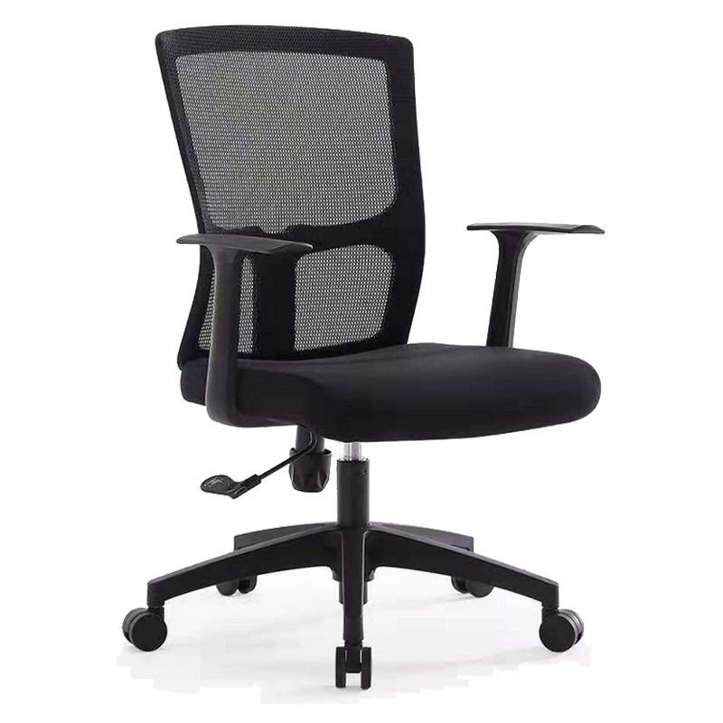 Minimalist Ergonomic Upholstered Waterfall Seat Study Chair in Black with Back and Tilt Available, Black, Casters Included