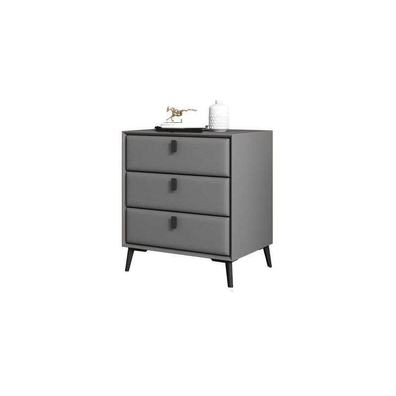 Trendy Natural Wood Top Nightstand With Drawer Organization with 3 Drawers & Leg, Medium Grey, 24"L x 16"W x 24"H