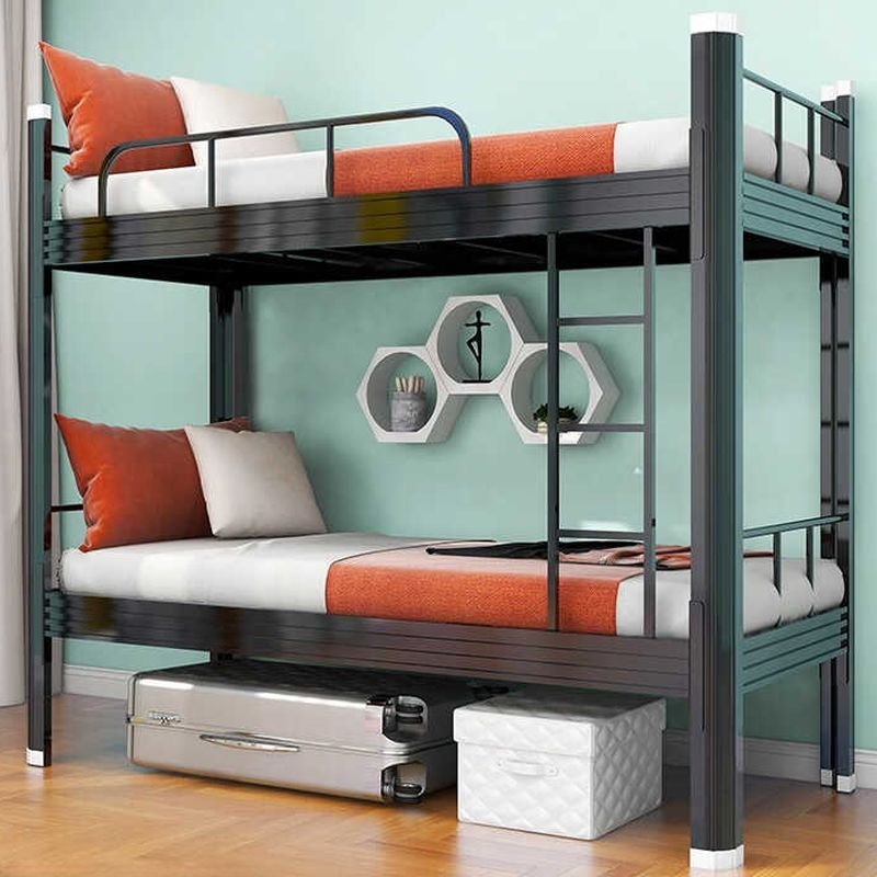 Bunk Bed with Built-In Guardrail and Easy Assembly for Living Room, 59"W x 75"L, Black